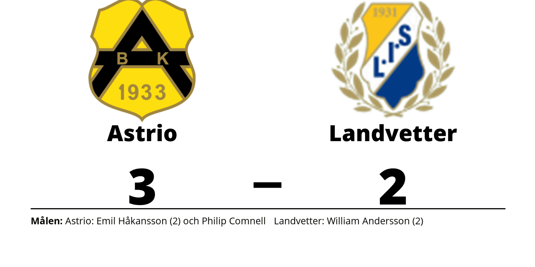 BK Astrio vann mot Landvetter IS