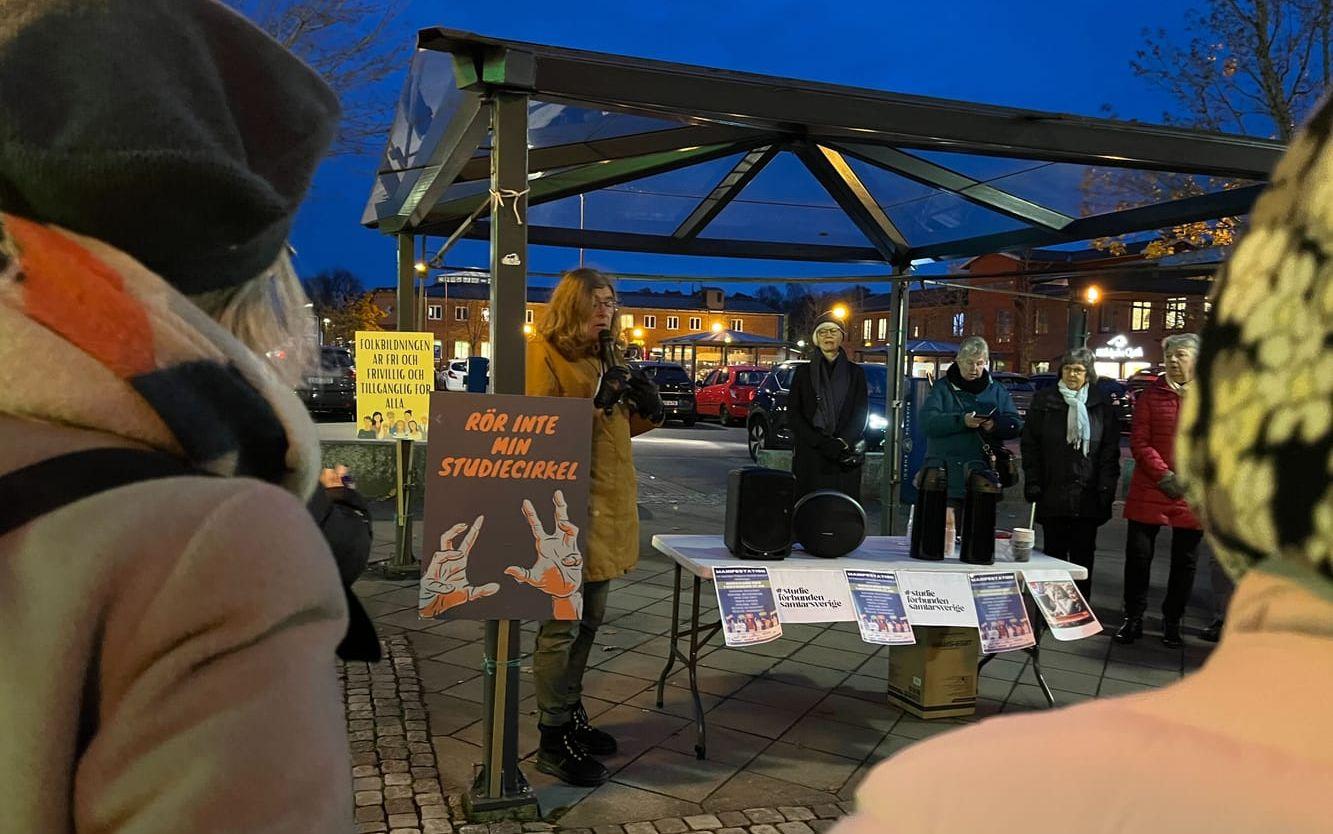  Therese Guovelin talade på manifestationen.