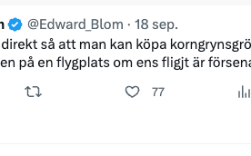 Edward Blom har gett sig in i debatten kring priset på flygplats-räkmackan.